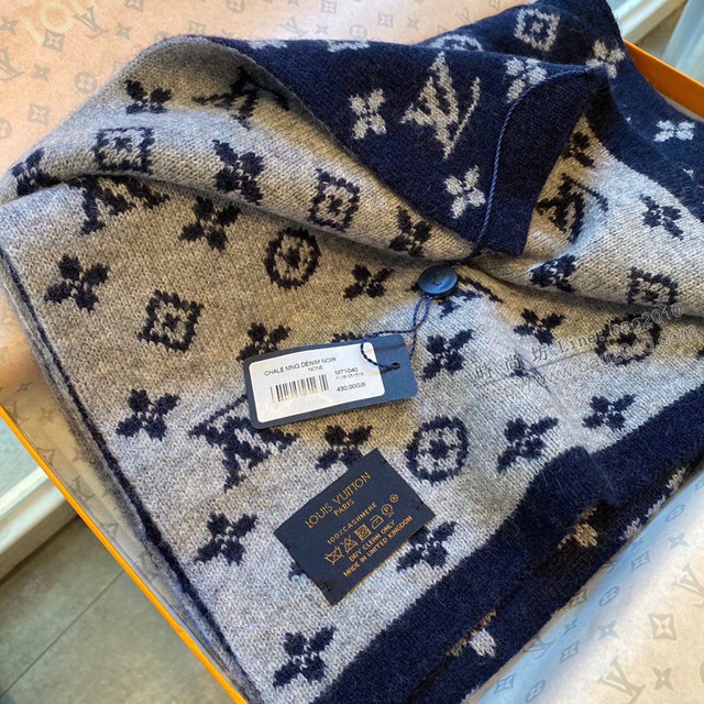 Louis Vuitton純羊毛針織圍巾 路易威登全幅Monogram圖案女士圍巾 LV2021新款系列圍巾  mmj1672